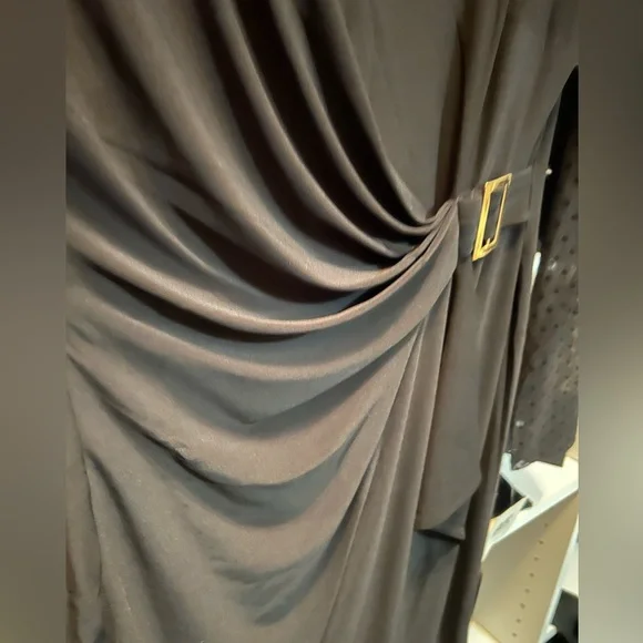 NWT Anne Klein Black bateau neck cocktail dress with illusion sleeves Sz10 - Picture 8 of 12